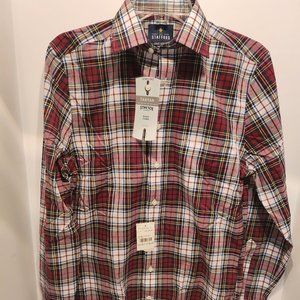 NWT Stafford Travel Dress Shirt Mens Small 14-14 1/2 Stretch 32/33 Plaid Tartan